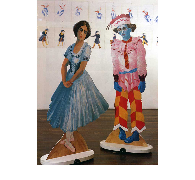 Two puppets from the performance <em>Before the Revolution</em>, 1979. Paint on Masonite. Courtesy the artist and Ronald Feldman Fine Arts. Two puppets from the performance Before the Revolution, 1979