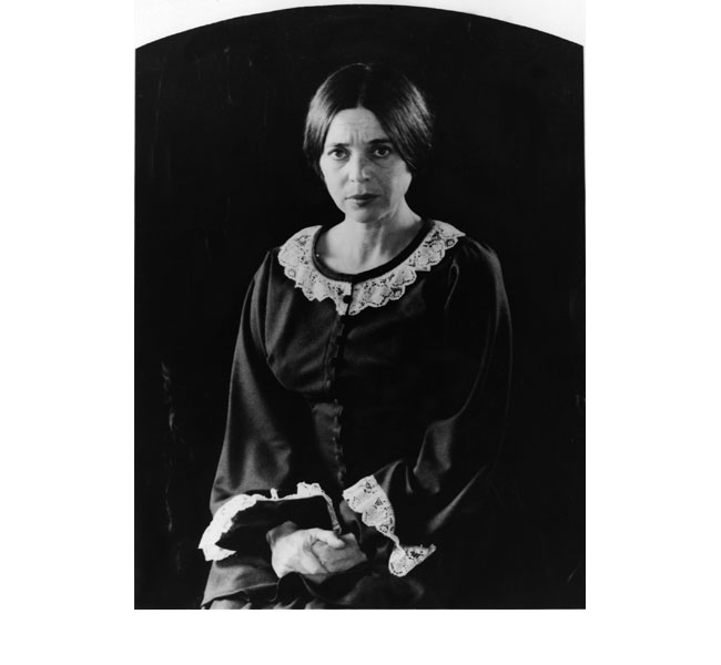 "Myself – 1854" from <em>The Angel of Mercy: The Nightingale Family Album</em>, 1977. Toned gelatin silver print mounted on paper, 18 x 13 in. Courtesy the artist and Ronald Feldman Fine Arts. Myself - 1854